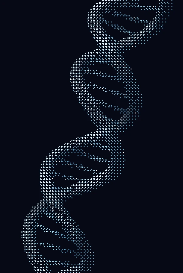 Double hélice d’ADN faite de petites cellules carrées